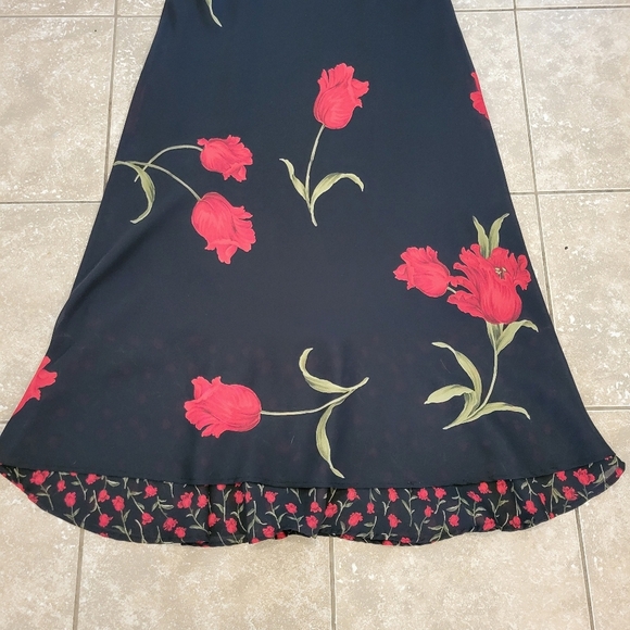 Jessica Howard Women's Vintage Y2k Black Floral Midi Dress. S 10 Witchy Vampire - Picture 6 of 10